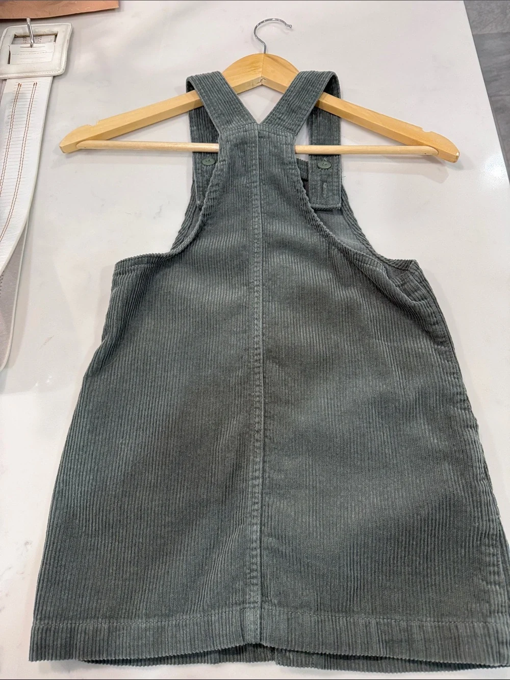 The Children's Place Olive Green Corduroy Button-Front Pinafore Dress - Picture 3 of 6